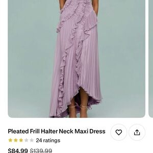 Pleated Frill Halter Neck Maxi Dress